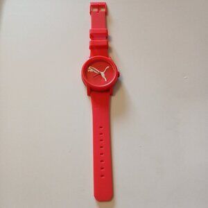 Puma Time Women's Vibrant Red Round Dial Silicone Band Sporty Watch WR 5ATM